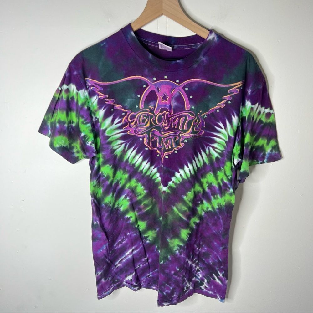 1990s Aerosmith PUMP Vintage Tie-Dye Short Sleeve Single Stitch Band Tee Large